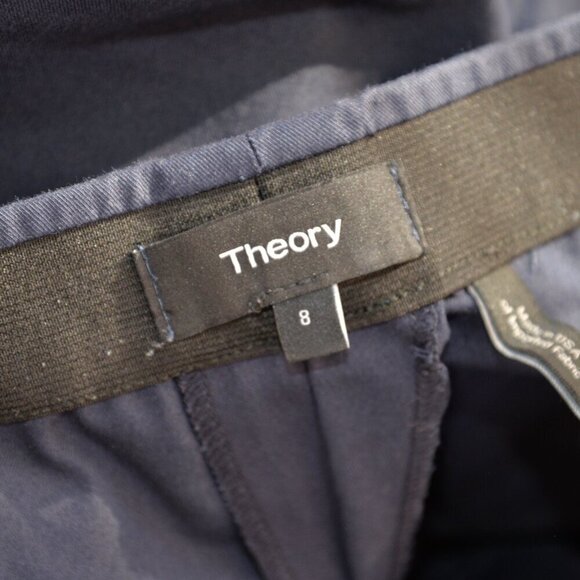 Theory Thaniel Approach Navy Blue Slim Pull-On Pant in Stretch Cotton Sz 8 - Picture 4 of 7